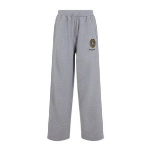 Balenciaga Wide Leg Grey Pants With Embroidered Logo Patch - NWT